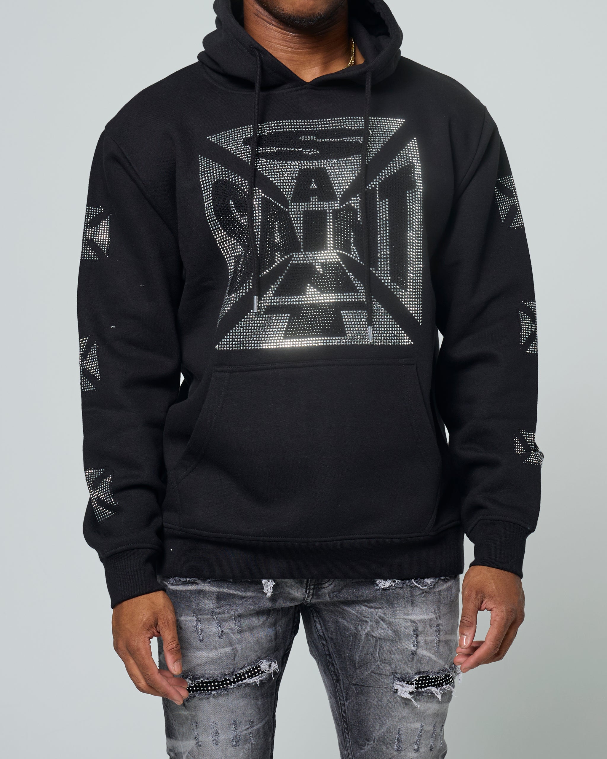 Age Factory mental wealth フーディ ブラック FW-10638 MEN'S SAINT CRYSTAL FLEECE PULLOVER HOODY